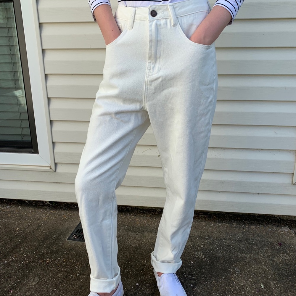 Cream High-Waisted Jeans NWOT